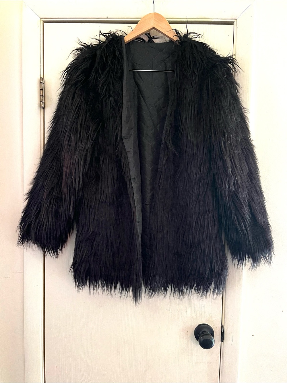 Vintage Shaggy 60s Editorial Rockstar 90s Whimisgoth Faux Fur Coat S/M